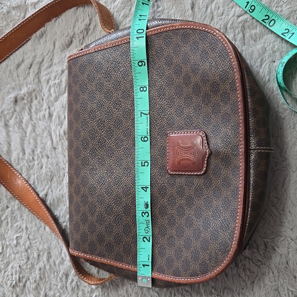 Celine Vintage brown leather macadam crossbody bag - Picture 6 of 15